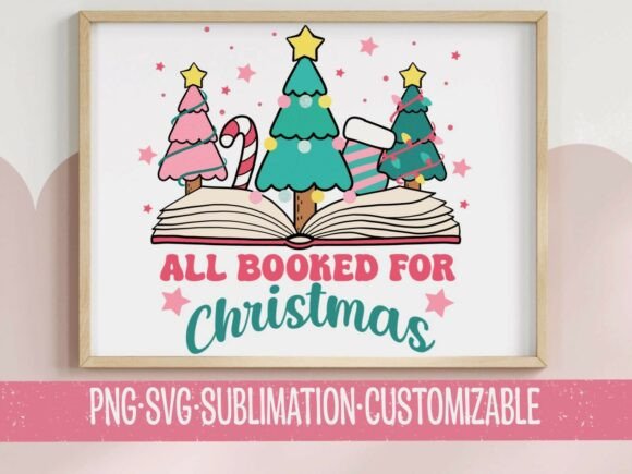 All Booked for Christmas: Graphics & T-Shirt Designs