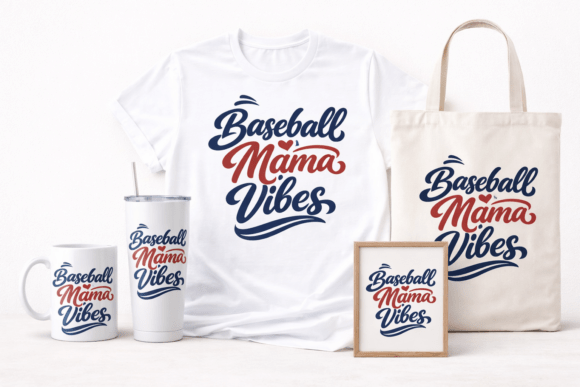Baseball Mama Vibes: Graphics for T-Shirt Designs