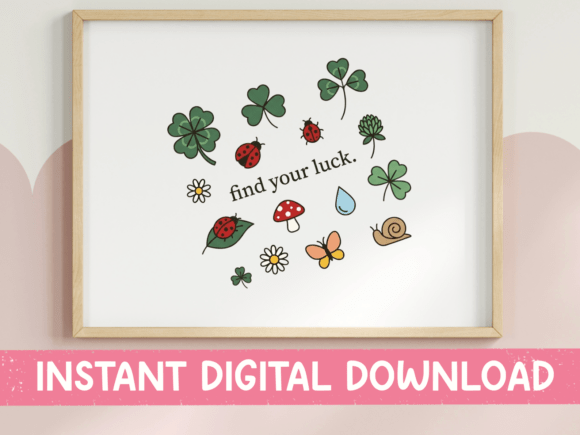 Find Your Luck Clover Sticker Print: Graphics for T-Shirt Designs