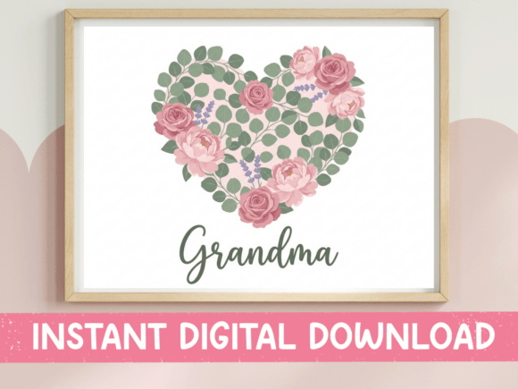 Grandma Floral Heart SVG PNG: Graphics for T-Shirt Designs