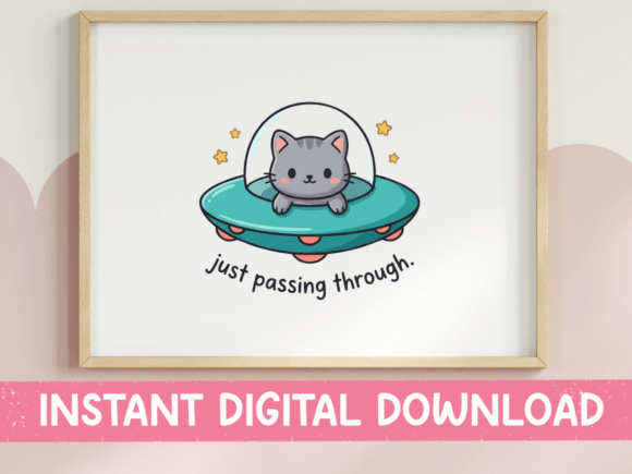 Just Passing Through UFO Cat SVG: Graphics for T-Shirt Designs