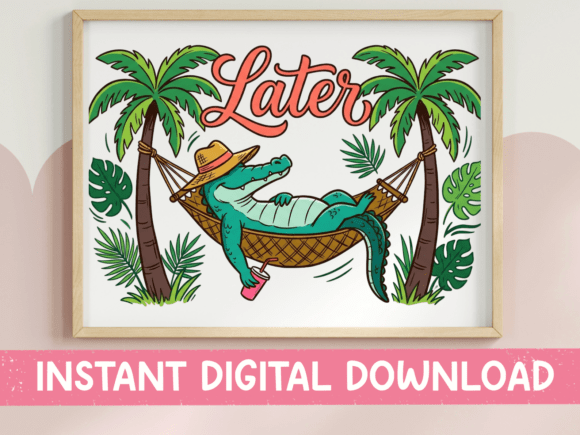 Later Hammock Alligator: Graphics for T-Shirt Designs