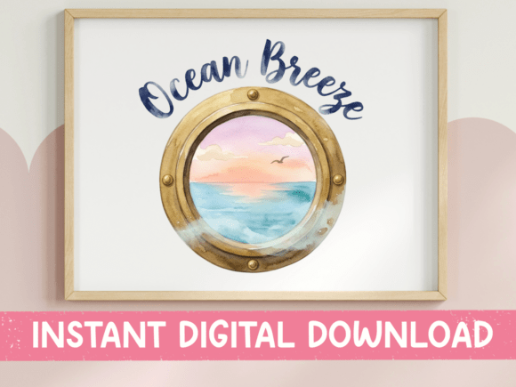 Ocean Breeze Porthole: Graphics for T-Shirt Designs