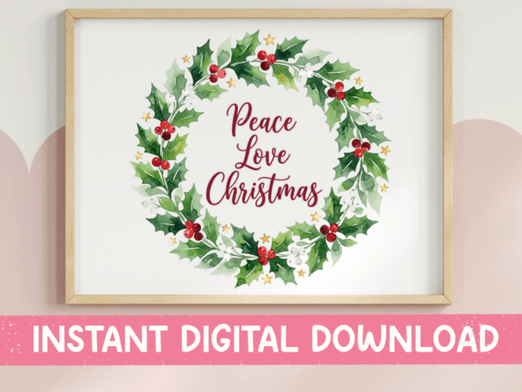 Peace Love Christmas Wreath SVG for Graphics & T-Shirt Designs