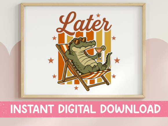 Retro Gator Cocktail: Fun Graphics for T-Shirt Designs