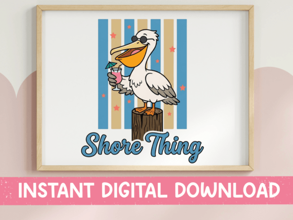 Shore Thing Pelican Beach SVG PNG for T-Shirt Designs & Graphics