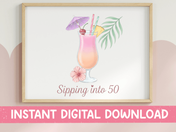 Sipping into 50: Tropical Graphics for T-Shirt Designs